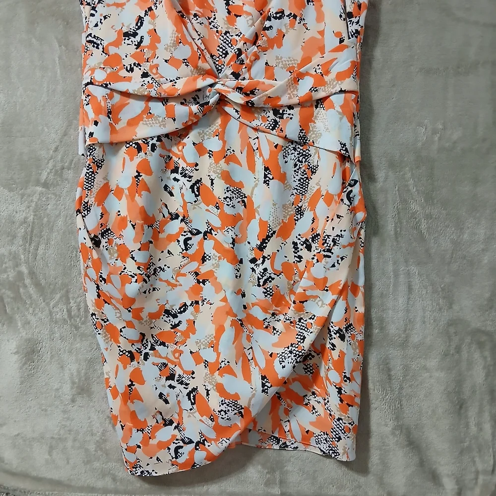 DKNYC Orange and Black Patterned Midi Dress Size 14 - Picture 2 of 16